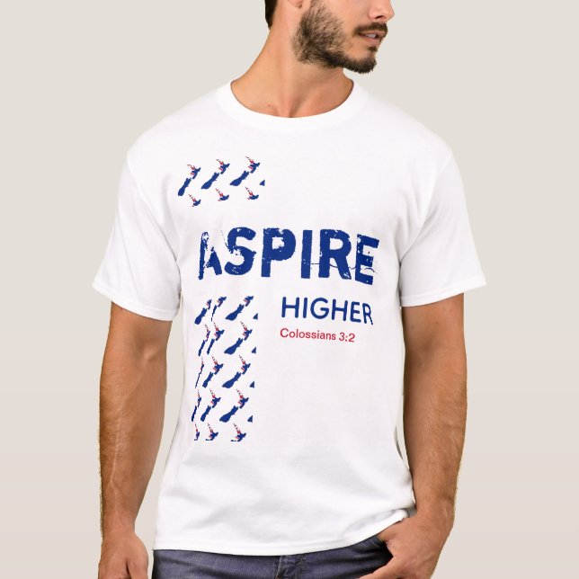 Camiseta Escritura cristã do MAIS ALTO ASPIRE da Nova Zelân (Frente)