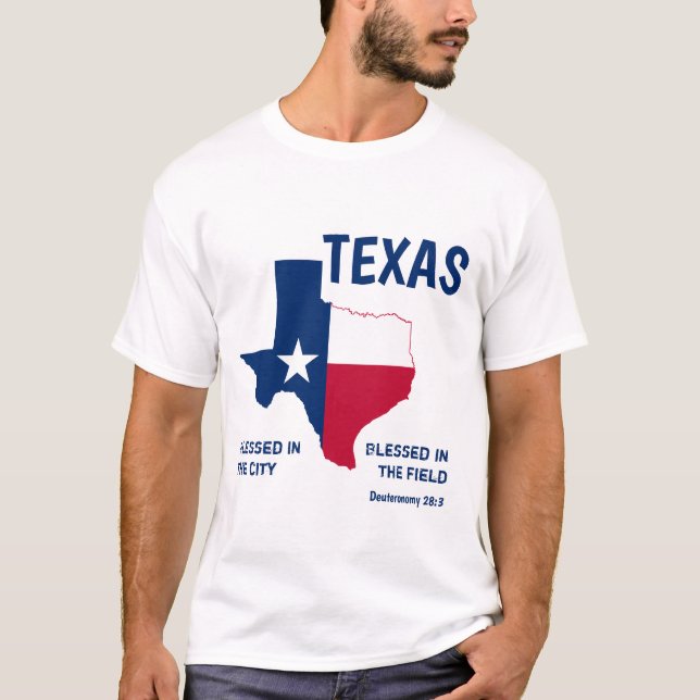 Camiseta Escritura Cristã TEXAS Abençoada (Frente)