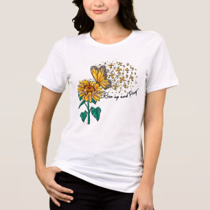 Camiseta Escritura da Borboleta de Girassol Inspirativa