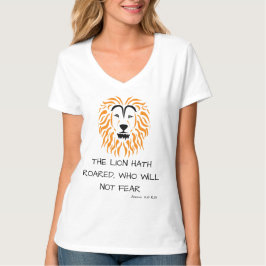 Camiseta Escritura de Bíblia Amos 3:8 KJV Verse Neck de Mul