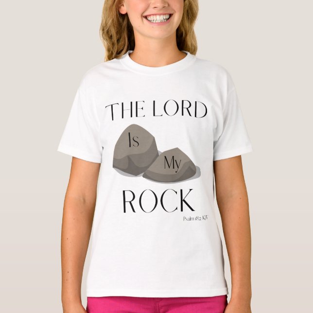 Camiseta Escritura de Bíblia Psalm 18:2 Citação de KJV Girl (Frente)