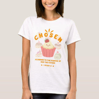 Camiseta Escritura de Cupcake "Escolhida" Cristã Bonita Ins