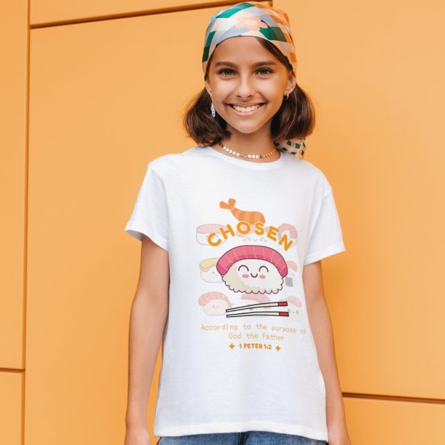 Camiseta Escritura de Sushi "Escolhida" Cristã Bonita Inspi (Criador carregado)