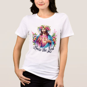 Camiseta Escritura Floral de Jesus Inspiracional