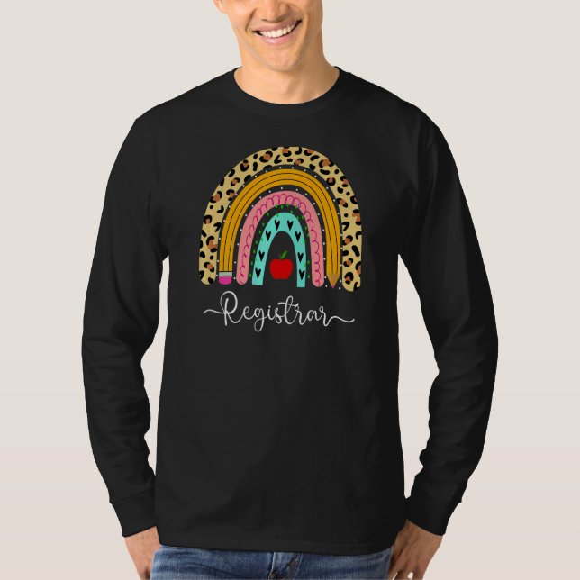 Camiseta Escrivão Leopard Rainbow De Volta Ao Professor (Frente)