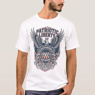 Camiseta Escudo de Batalha Patriótico 1776 Símbolo Inspirad