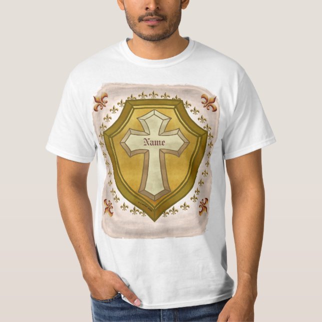 Camiseta Escudo de Cruz Cristã (Frente)