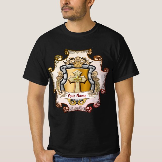 Camiseta Escudo de Cruz Cristos Sobrenome (Frente)