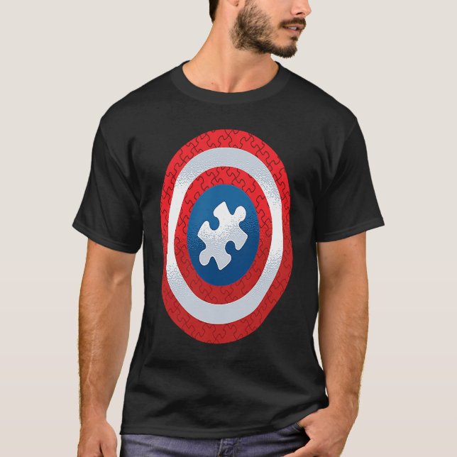 Camiseta Escudo de Peça de Puzzle do Autismo (Frente)