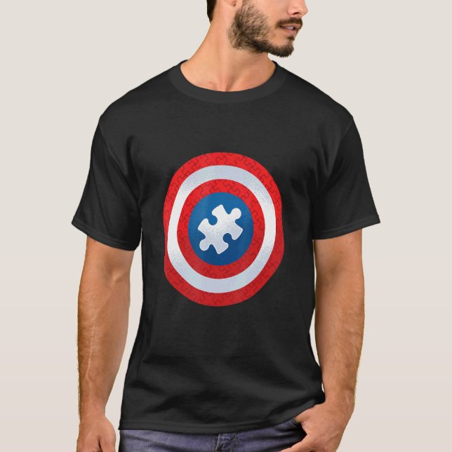 Camiseta Escudo de Puzzle ) para o Mês de Conscientização d (Frente)