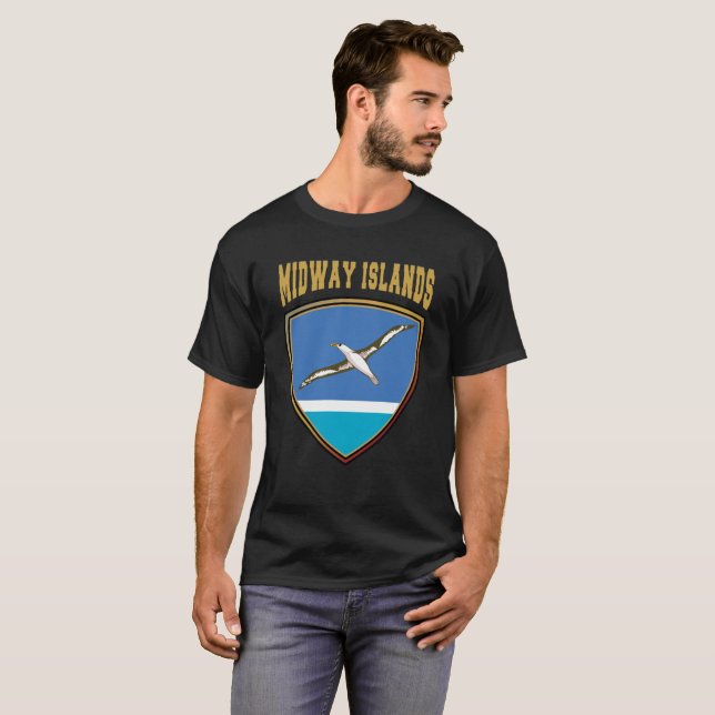 Camiseta Escudo do Panfleto das Ilhas Midway (Frente Completa)