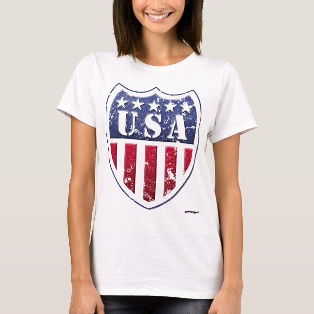Camiseta Escudo dos EUA - desgastado (Frente)
