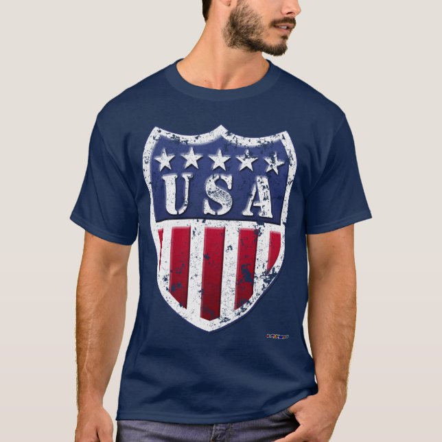 Camiseta Escudo dos EUA - desgastado escuro (Frente)