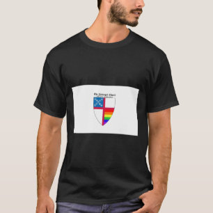 Camiseta Escudo Episcopal da Igreja com Rainbow Pride Horiz