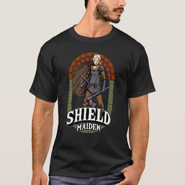 Camiseta Escudo Maiden Mulher Viking Guerreiro Norse Mythól (Frente)