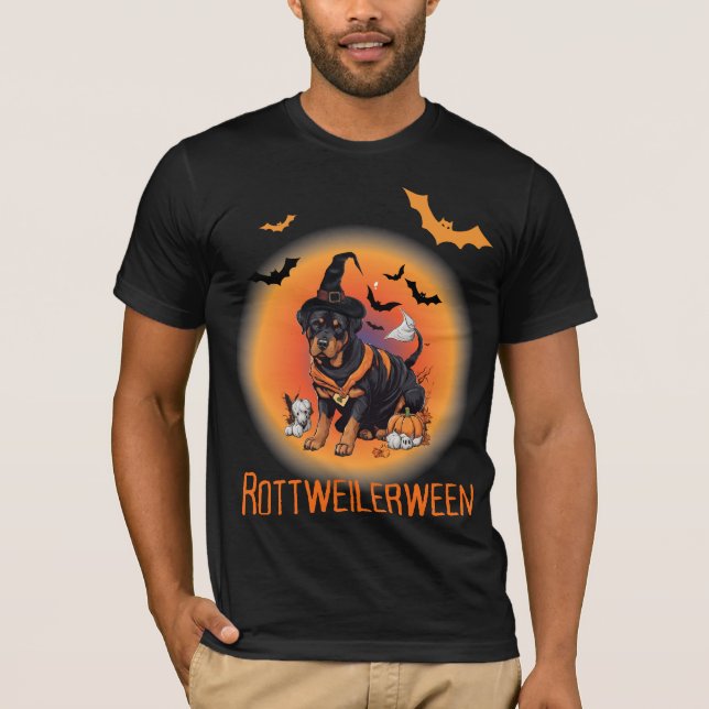 Camiseta Escura Básica do Halloween da Bruxa Roche (Frente)