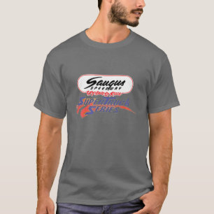 Camiseta escura da série de Supercaminhões Saugus 