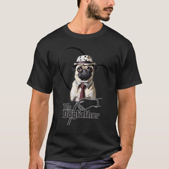 Camiseta escura Pug - The Dogfather (Frente)