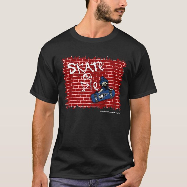 Camiseta Escura Skate or Die (Frente)