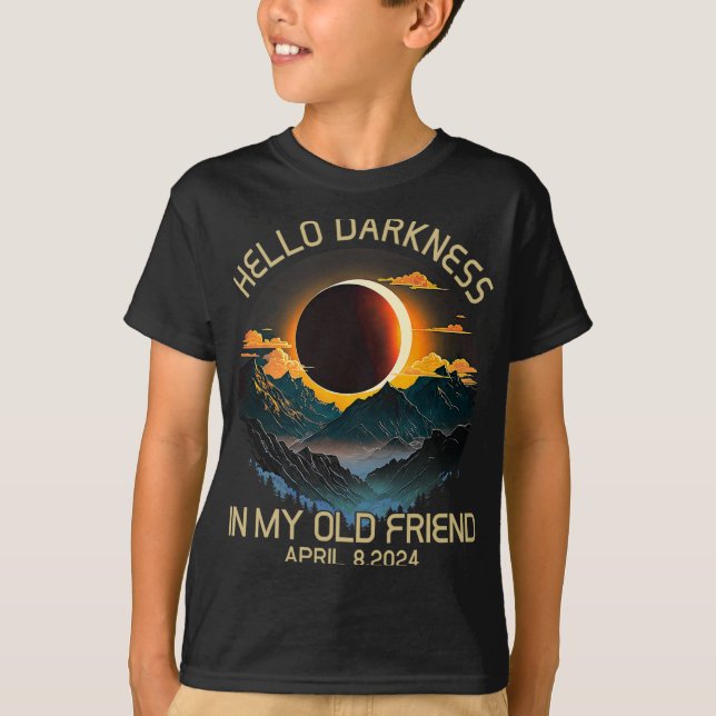 Camiseta Escuridão Meu Velho Amigo Eclipse Solar Abril de 2 (Frente)
