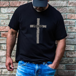 Camiseta Escuro Minimalista da Pedra Cristã Orgulhosa