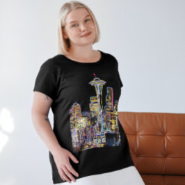Camiseta Escuro seja a noite - Luminoso Seattle Skyline
