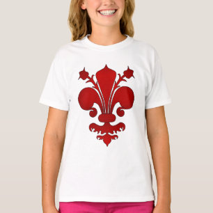 Camiseta Escuro - símbolo vermelho da flor de lis