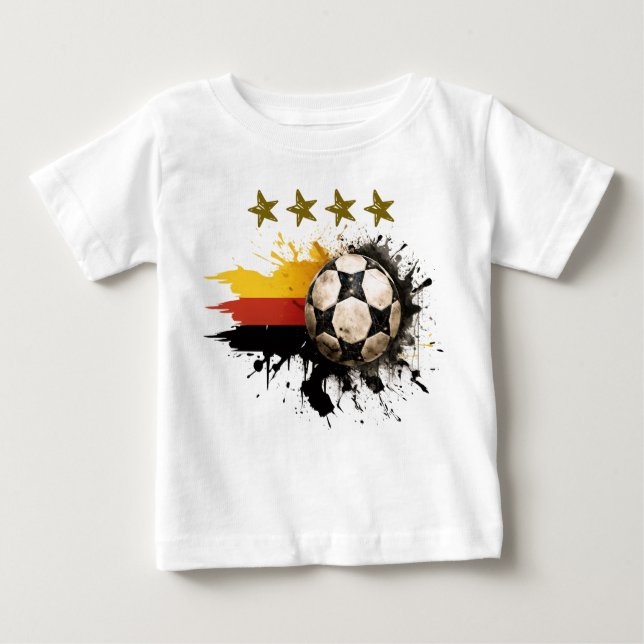 Camiseta Esfera de futebol com bandeira alemã e quatro estr (Frente)