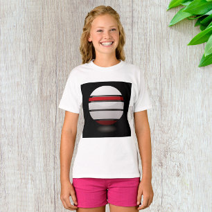 Camiseta Esfera Geométrica Abstrata Vermelha Branca Preta