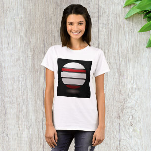 Camiseta Esfera Geométrica Abstrata Vermelho Branco Preto