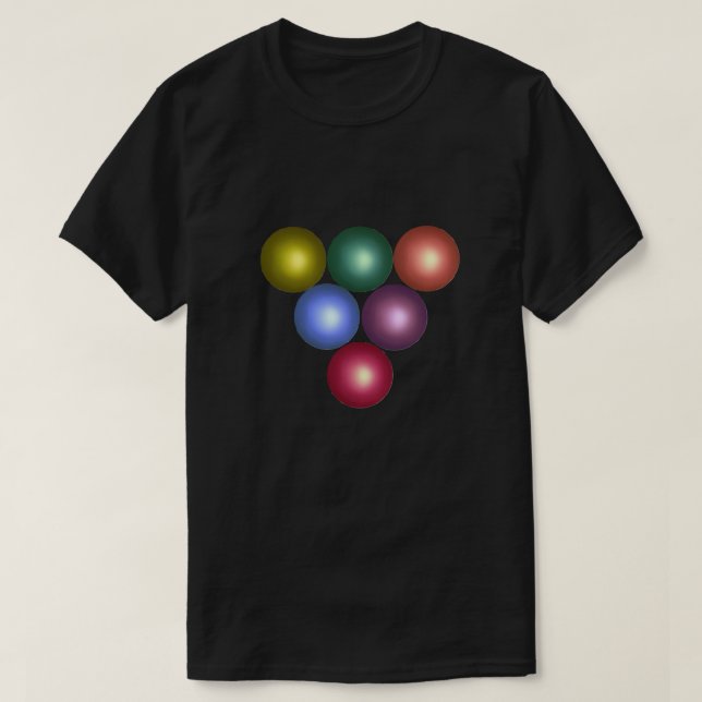 Camiseta Esferas coloridas formando triângulo (Frente do Design)