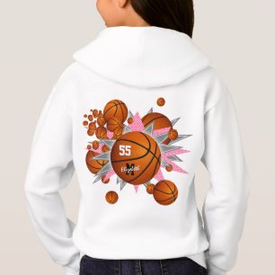 Camiseta esferas de basquete estrelas rosa-cinza esportes f