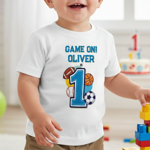 Camiseta Esferas Esportivas Novato do Ano Primeiro Aniversá