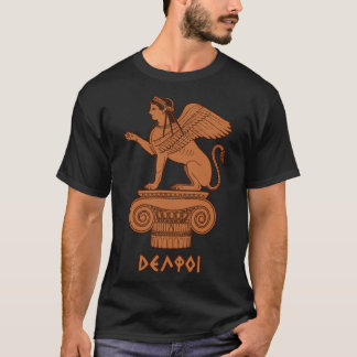 Camiseta Esfinge em Delfos - Figura Vermelha Grega Antiga