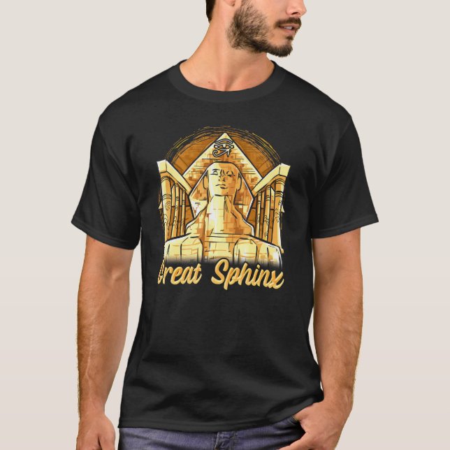 Camiseta Esfinge excelente De Giza Dourada Esfinge História (Frente)
