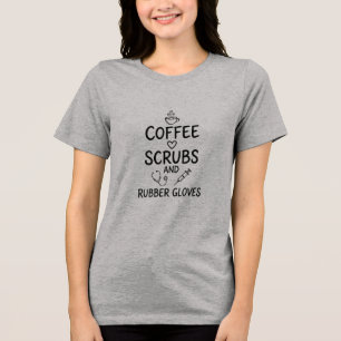 Camiseta Esfoliantes de café e luvas de borracha design de