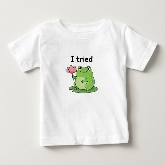 Camiseta Esforço de Sapo "Eu Tentei" Design (Frente)