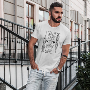 Camiseta Esfregões De Café E Luvas De Borracha