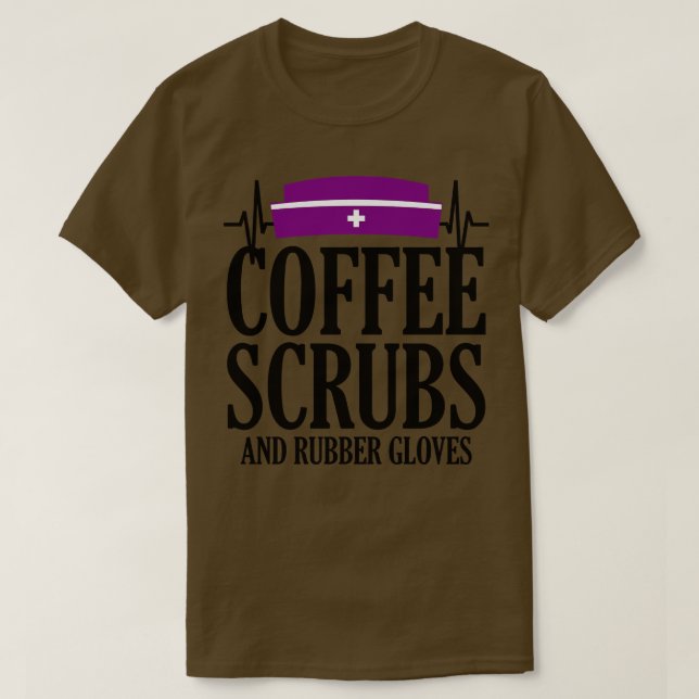 Camiseta Esfregões de café e luvas de borracha 1 (Frente do Design)