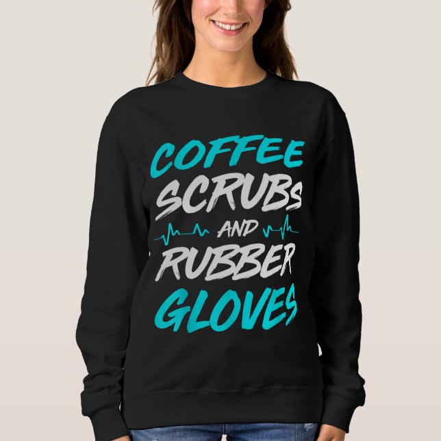 Camiseta Esfregões De Café E Luvas De Borracha Enfermeira M (Frente)