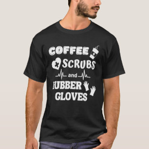 Camiseta Esfregões De Café E Luvas De Borracha Para Enferme
