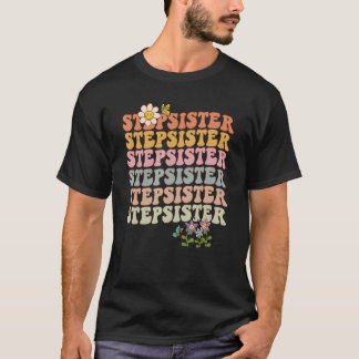 Camiseta Esfregona-retrógrada Palavras onduladas de irmã-ve