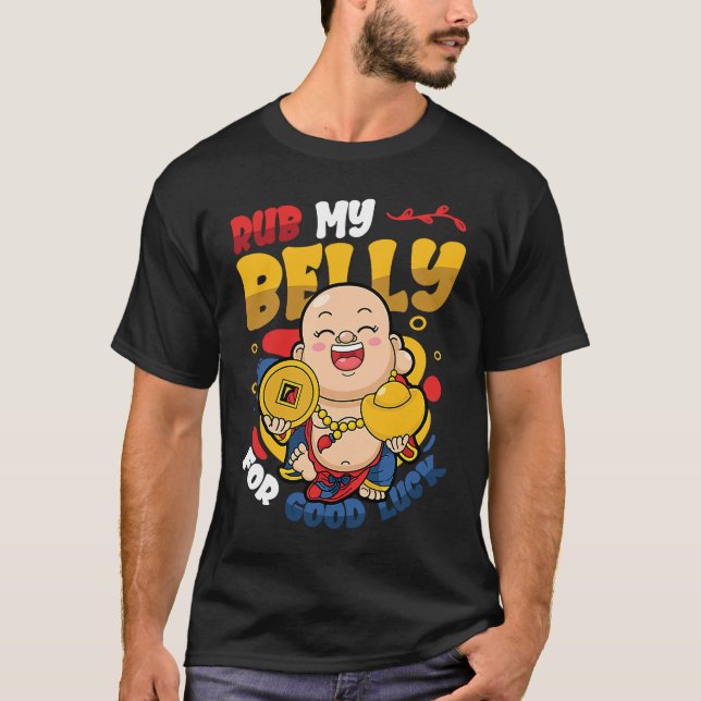 Camiseta Esfregue Minha Bela Para Boa Sorte, Buddha (Frente)