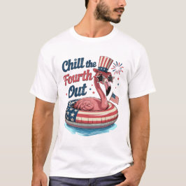 Camiseta Esfrie o Quarto Fora Flamingo Engraçado 4 de Julho