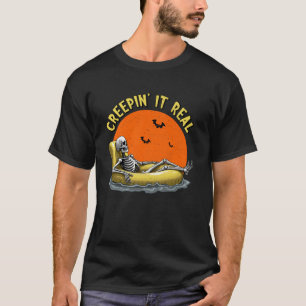 Camiseta Esganiçando-se de Verdade Esqueleto de Halloween E