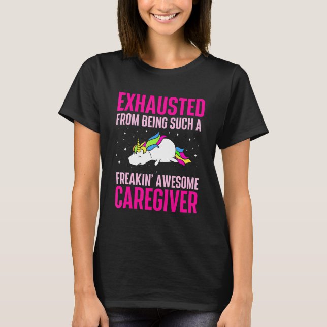Camiseta Esgotado de ser um excelente cuidador cuidando (Frente)