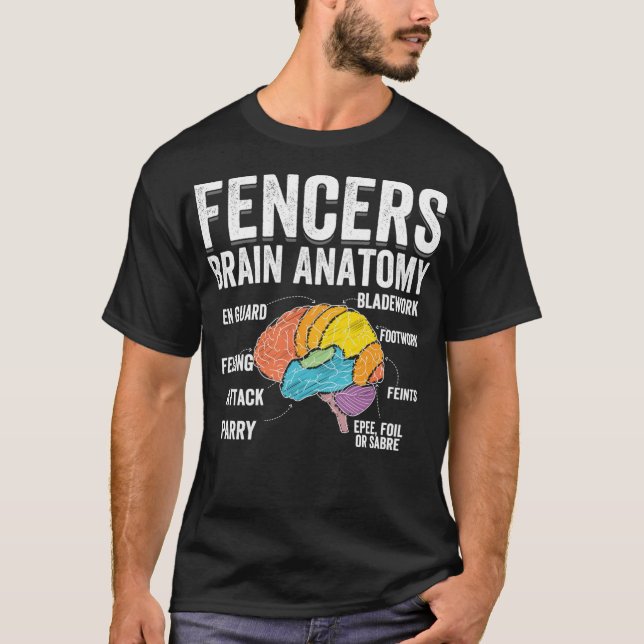 Camiseta Esgrima de Anatomia cerebral - Engraçado Fencer Sl (Frente)