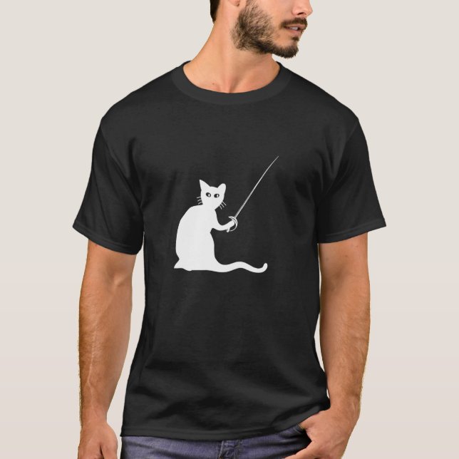 Camiseta Esgrimista de Gato de Esgrima (Frente)