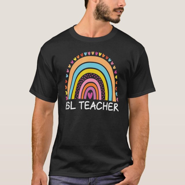 Camiseta ESL Teacher Boho Rainbow Back To School Appreciati (Frente)