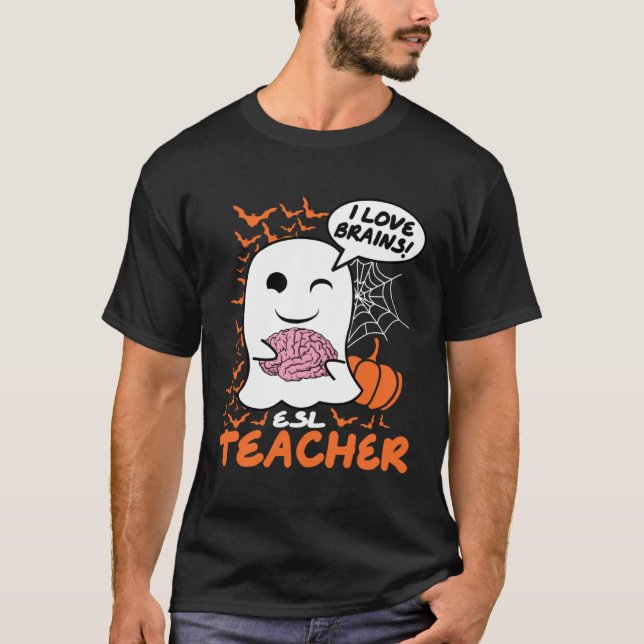 Camiseta ESL Teacher Cute Ghost Halloween Teacher (Frente)